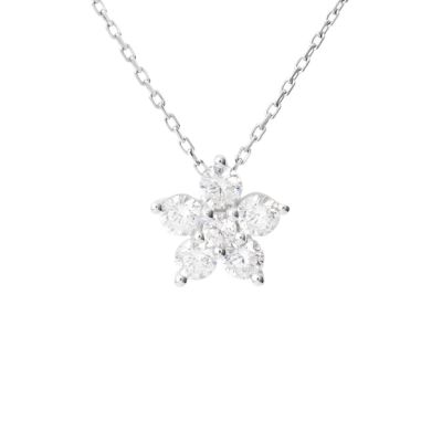 Stroili Collana Oro Bianco 9K Fiore di Cristalli Claire