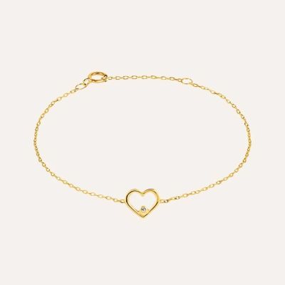 Stroili Bracciale Oro Giallo 9K Cuore e Diamante