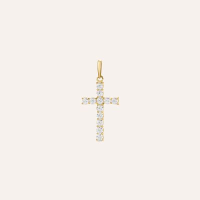 Stroili Pendente Croce Oro Giallo 9K con Zirconi Holy