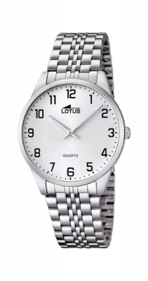 Lotus Orologio Uomo Solo Tempo Acciaio Quadrante Silver