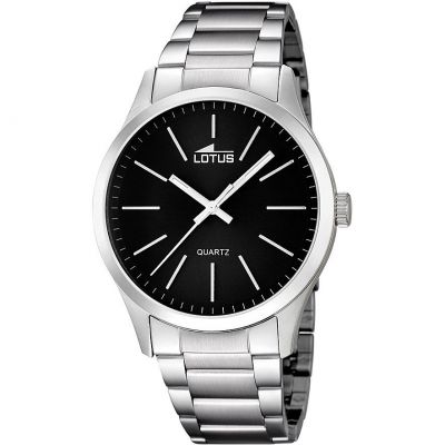 Lotus Orologio Uomo Solo Tempo Acciaio Quadrante Nero