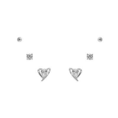 Chimiama Tris Orecchini Argento Cuore e Punto Luce