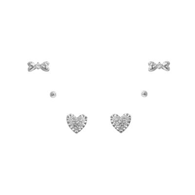 Chimiama Tris Orecchini Argento Cuore e Fiocchetto
