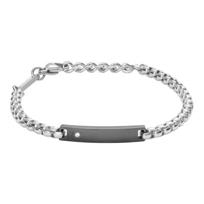 Stroili Bracciale Acciaio Piastra Ip Nero e Zircone