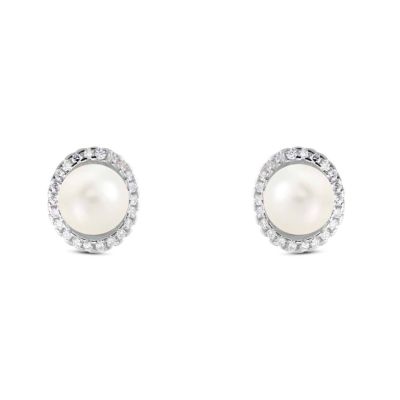 Stroili Orecchini Argento Perla e Zirconi Silver Pearls