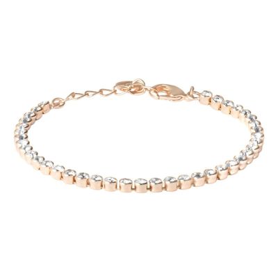 Stroili Tennis Metallo Rosato Cristalli Bianchi