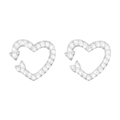 Stroili Orecchini Argento Cuore con Zirconi Bianchi