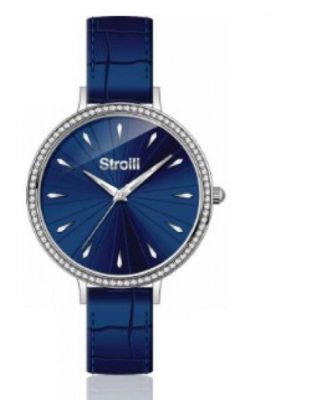 Stroili Orologio Donna Solo Tempo Acciaio Silver Pelle Blu