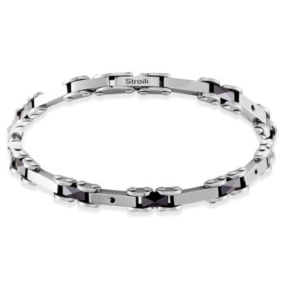 Stroili Bracciale Acciaio Silver-Nero e Zircone Man Code