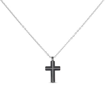 Stroili Collana Acciaio Croce Nera-Silver Man Code