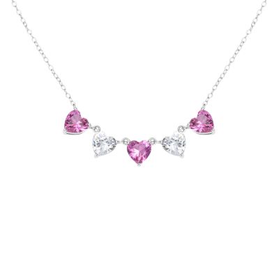 Stroili Collana Argento Cuori Rosa e Bianchi Silver Elegance