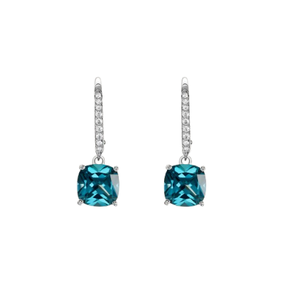 Stroili Orecchini Argento Cristallo Petrolio Silver Raimbow