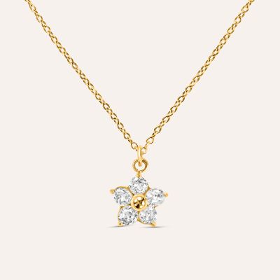 Stroili Collana Acciaio Gold Fiore Cristalli Bianchi