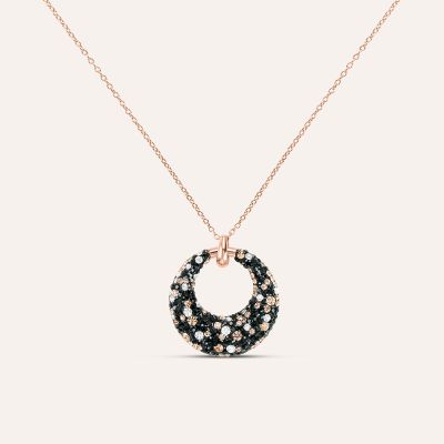Stroli Collana Acciaio Rosè Pendente Zirconi Multicolor
