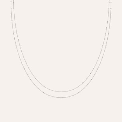 Stroili Collana Due FIli Con Sfere Argento Rodiato
