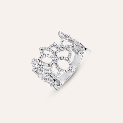 Stroili Anello Argento Fascia Fiore con Zirconi