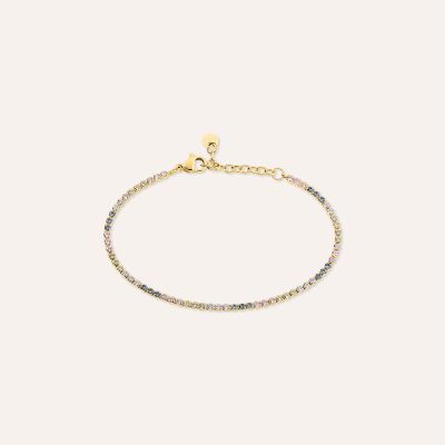 Stroili Tennis Acciaio Gold Zirconi Multicolor