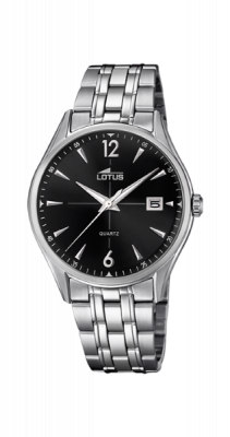 Lotus Orologio Uomo Solo Tempo Acciaio Quadrante Nero