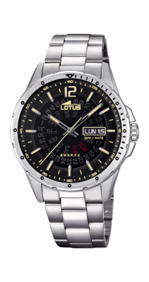 Lotus Orologio Uomo Solo Tempo Acciaio Quadrante Nero