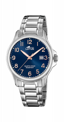 Lotus Orologio Uomo Solo Tempo Acciaio Quadrante Blu