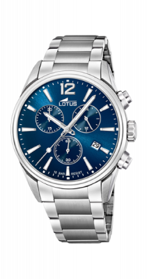 Lotus Orologio Uomo Cronografo Acciaio Quadrante Blu