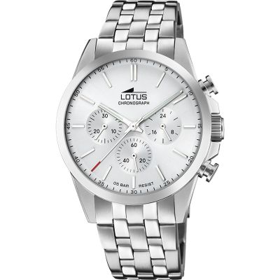 Lotus Orologio Cronografo Acciaio Quadrante Bianco