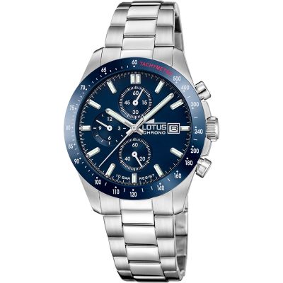 Lotus Orologio Cronografo Acciaio Quadrante Blu