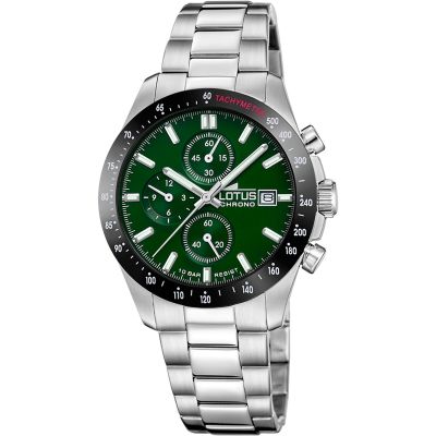 Lotus Orologio Cronografo Acciaio Quadrante Verde
