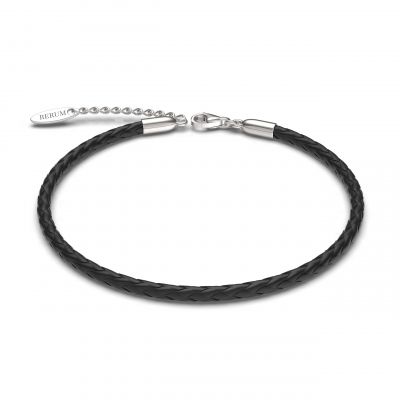 Rerum Bracciale Cuoio e Argento Colore Nero