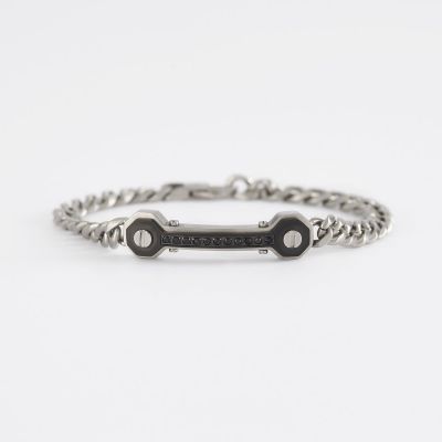 2 Jewels Bracciale Uomo Acciaio Pvd Nero e Zirconi