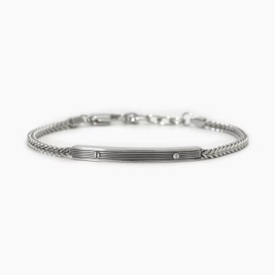 2 Jewels Bracciale Acciaio Catena Franco e Piastra