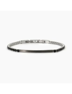2 Jewels Tennis Acciaio Cristalli Neri e Piastra