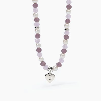 2 Jewels Collana Glass Multicolor Perle e Cuore