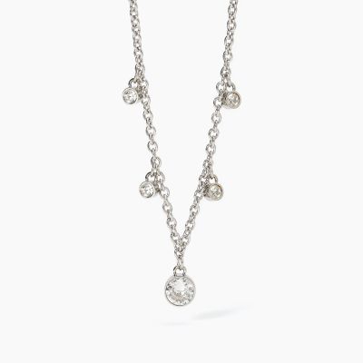 2 Jewels Collana Acciaio Zircone Bianco e Punti Luce