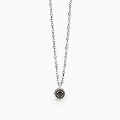 2 Jewels Collana Acciaio Pendente Gunmetal e Cristallo Nero