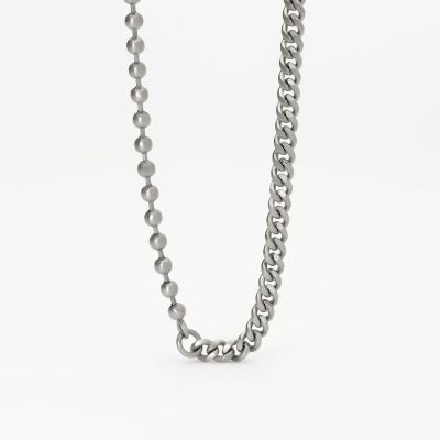 2 Jewels Collana Acciaio Catena Pallinata e Groumette