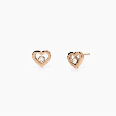2 Jewels Orecchini Acciaio Rosè Cuore con Cristallo