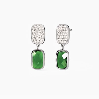 2 Jewels Orecchini Acciaio e Glass Verde