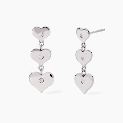 2 Jewels Orecchini Acciaio 3 Cuori e Cristalli