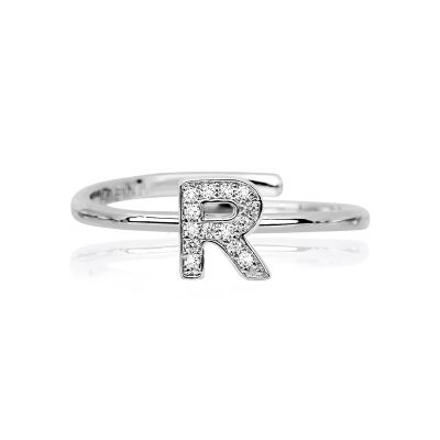 Mabina Anello Donna Argento Regolabile Lettera R e Zirconi