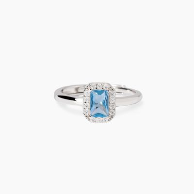 Mabina Anello Argento Zircone Acquamarina Cool or Rétro