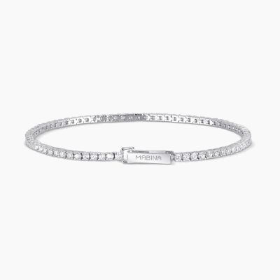Mabina Tennis Argento Zirconi Bianchi
