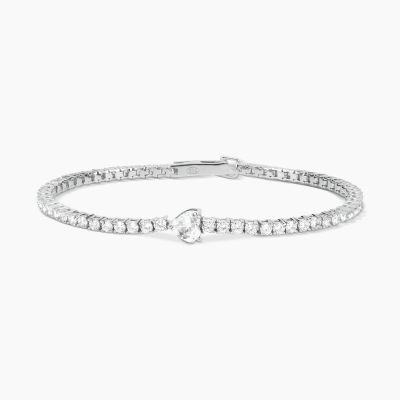 Mabina Tennis Argento Rodiato Zirconi Bianchi