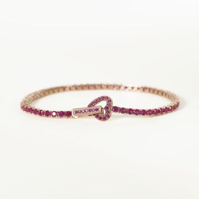 Mabina Bracciale Tennis Argento Rosè Zirconi Rubino-M