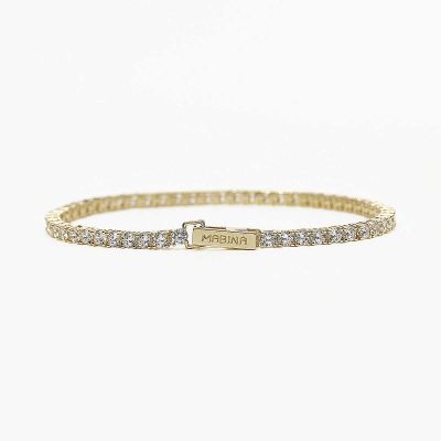 Mabina Tennis Argento Gold Cristalli Bianchi