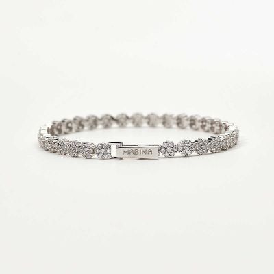 Mabina Tennis Argento Zirconi a Forma di Fiore