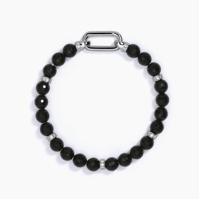 Mabina Bracciale Argento Agata Nera e Zirconi