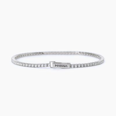 Mabina Tennis Argento Rodiato Zirconi Bianchi