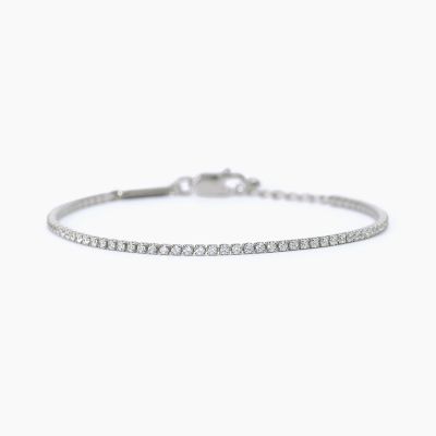Mabina Tennis Argento Rodiato Zirconi Bianchi