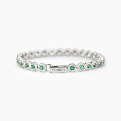 Mabina Tennis Argento Zirconi Verdi e Bianchi